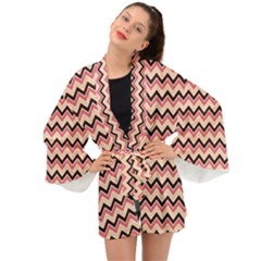 Geometric Pink Waves  Long Sleeve Kimono by ConteMonfrey