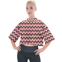 Geometric Pink Waves  Mock Neck Tee by ConteMonfrey