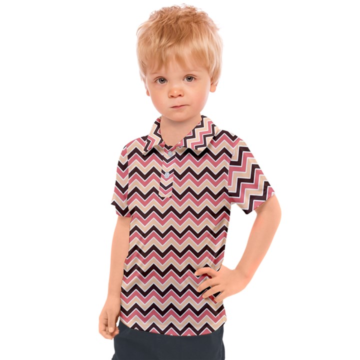 Geometric Pink Waves  Kids  Polo Tee