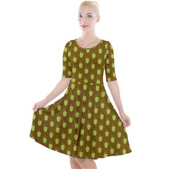 All The Green Apples  Quarter Sleeve A-line Dress by ConteMonfrey