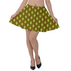 All The Green Apples  Velvet Skater Skirt by ConteMonfrey