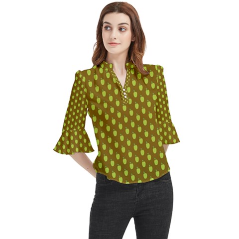 All The Green Apples  Loose Horn Sleeve Chiffon Blouse by ConteMonfrey