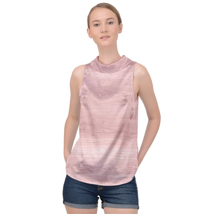 Pink Wood  High Neck Satin Top