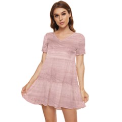 Pink Wood  Tiered Short Sleeve Babydoll Dress by ConteMonfrey