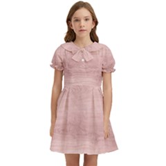 Pink Wood  Kids  Bow Tie Puff Sleeve Dress by ConteMonfrey