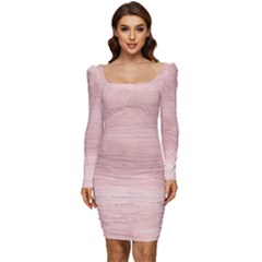 Pink Wood  Women Long Sleeve Ruched Stretch Jersey Dress by ConteMonfrey