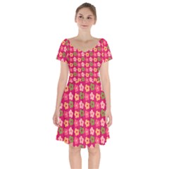 Little Flowers Garden   Short Sleeve Bardot Dress by ConteMonfrey