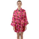 Little Flowers Garden   Long Sleeve Satin Kimono View1