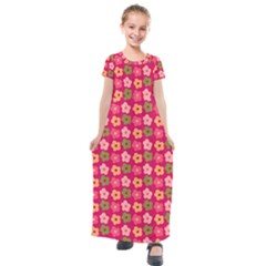 Little Flowers Garden   Kids  Short Sleeve Maxi Dress by ConteMonfrey