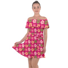 Little Flowers Garden   Off Shoulder Velour Dress by ConteMonfrey