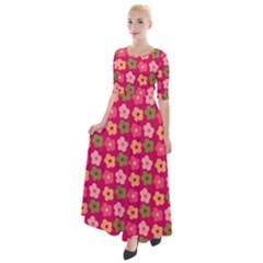 Little Flowers Garden   Half Sleeves Maxi Dress by ConteMonfrey