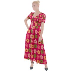 Little Flowers Garden   Button Up Short Sleeve Maxi Dress by ConteMonfrey