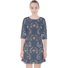 Blue Golden Bee Quarter Sleeve Pocket Dress by ConteMonfrey