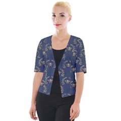 Blue Golden Bee Cropped Button Cardigan by ConteMonfrey