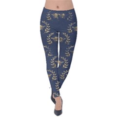 Blue Golden Bee Velvet Leggings by ConteMonfrey