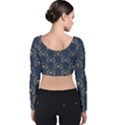 Blue Golden Bee Velvet Long Sleeve Crop Top View2