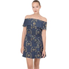 Blue Golden Bee Off Shoulder Chiffon Dress by ConteMonfrey