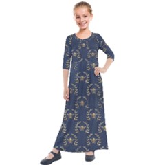 Blue Golden Bee Kids  Quarter Sleeve Maxi Dress by ConteMonfrey