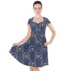 Blue Golden Bee Cap Sleeve Midi Dress by ConteMonfrey