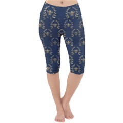 Blue Golden Bee Lightweight Velour Cropped Yoga Leggings by ConteMonfrey