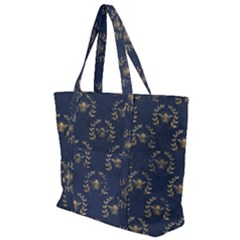 Blue Golden Bee Zip Up Canvas Bag by ConteMonfrey