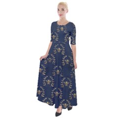 Blue Golden Bee Half Sleeves Maxi Dress by ConteMonfrey