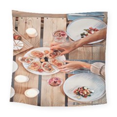 A Beautiful Table - Italian Food Square Tapestry (large)