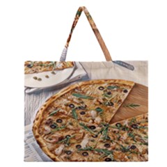 A Pizza A Day Takes The Sadness Away Zipper Large Tote Bag by ConteMonfrey