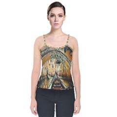 Art Venice Channel Velvet Spaghetti Strap Top by ConteMonfrey