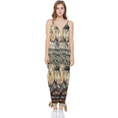 Art Venice Channel Sleeveless Tie Ankle Chiffon Jumpsuit by ConteMonfrey