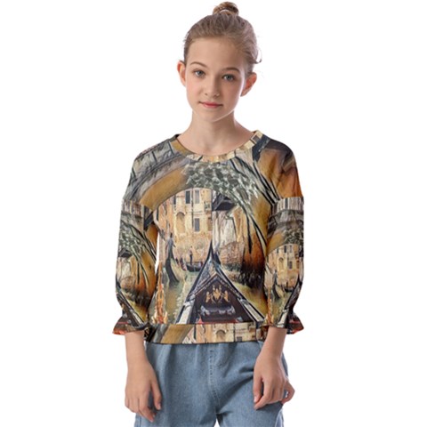 Art Venice Channel Kids  Cuff Sleeve Top by ConteMonfrey