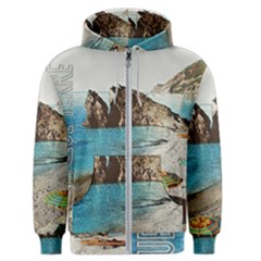 Beach Day At Cinque Terre, Colorful Italy Vintage Men s Zipper Hoodie by ConteMonfrey