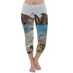 Beach Day At Cinque Terre, Colorful Italy Vintage Capri Winter Leggings  by ConteMonfrey