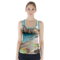 Beach Day At Cinque Terre, Colorful Italy Vintage Racer Back Sports Top by ConteMonfrey