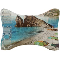 Beach Day At Cinque Terre, Colorful Italy Vintage Seat Head Rest Cushion by ConteMonfrey