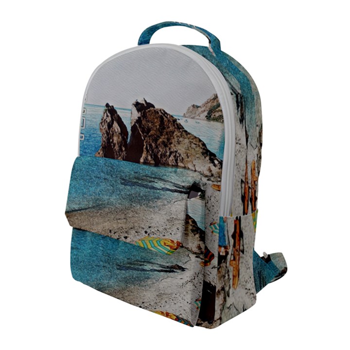 Beach Day At Cinque Terre, Colorful Italy Vintage Flap Pocket Backpack (Large)