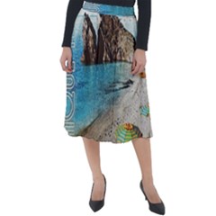 Beach Day At Cinque Terre, Colorful Italy Vintage Classic Velour Midi Skirt  by ConteMonfrey