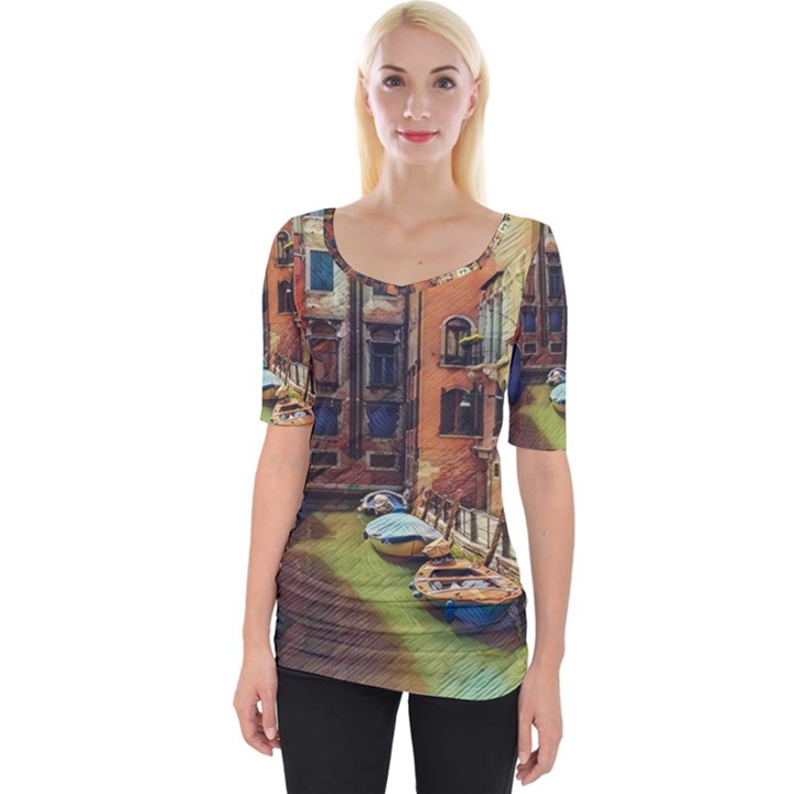 Venice Canals Art   Wide Neckline Tee