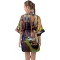 Venice Canals Art   Half Sleeve Satin Kimono  View2