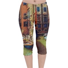 Venice Canals Art   Velvet Capri Leggings  by ConteMonfrey