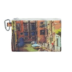 Venice Canals Art   Canvas Cosmetic Bag (medium) by ConteMonfrey