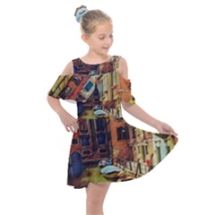 Venice Canals Art   Kids  Shoulder Cutout Chiffon Dress by ConteMonfrey