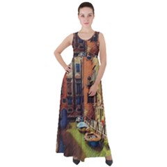 Venice Canals Art   Empire Waist Velour Maxi Dress by ConteMonfrey