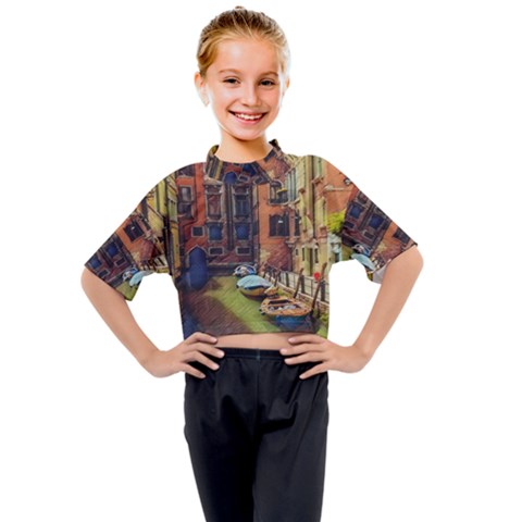 Venice Canals Art   Kids Mock Neck Tee by ConteMonfrey