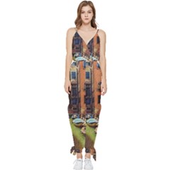 Venice Canals Art   Sleeveless Tie Ankle Chiffon Jumpsuit by ConteMonfrey