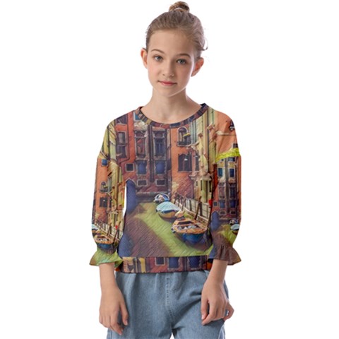 Venice Canals Art   Kids  Cuff Sleeve Top by ConteMonfrey