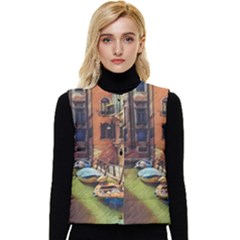 Venice Canals Art   Women s Short Button Up Puffer Vest by ConteMonfrey