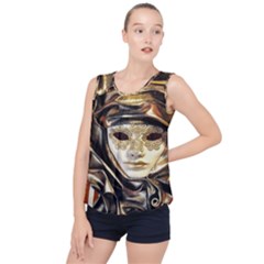 Artistic Venetian Mask Bubble Hem Chiffon Tank Top by ConteMonfrey