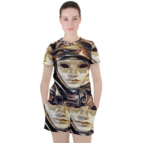 Artistic Venetian Mask Women s Tee And Shorts Set by ConteMonfrey