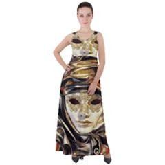 Artistic Venetian Mask Empire Waist Velour Maxi Dress by ConteMonfrey